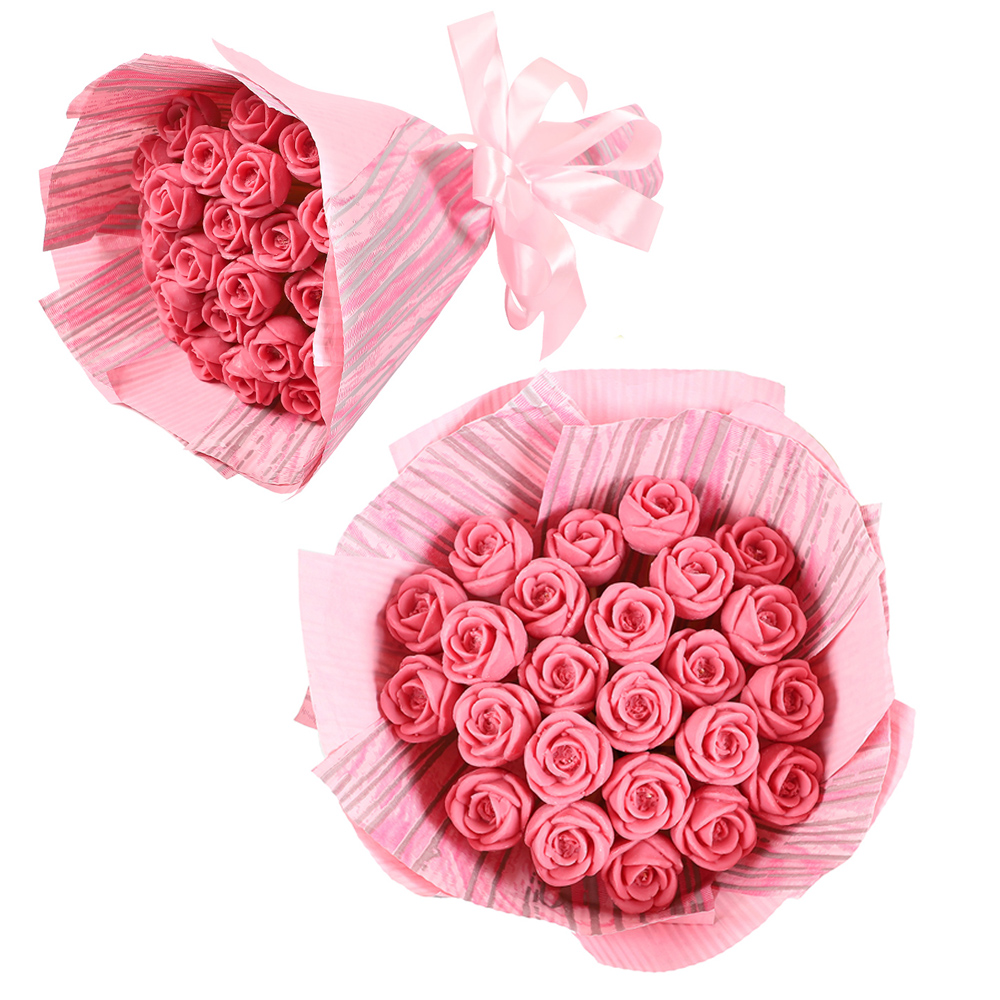 Букет из шоколадных роз розовый 350 г