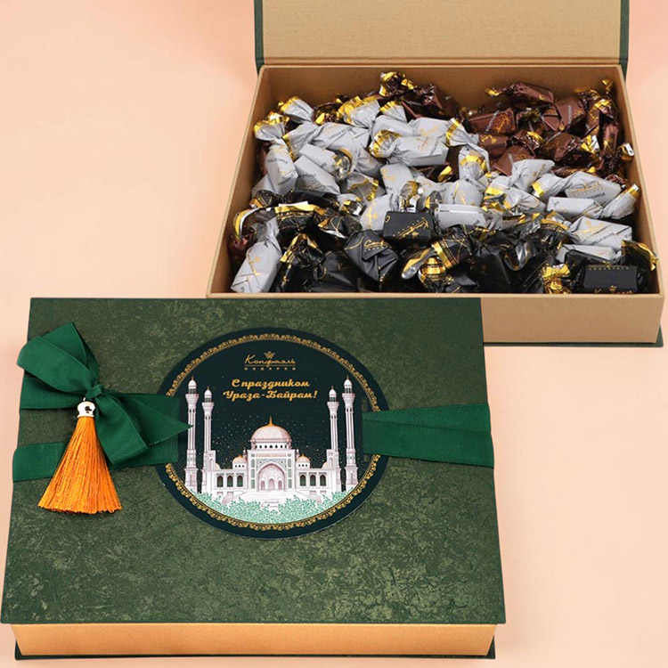«С праздником Ураза – Байрам» подарочный набор конфет суфле в горьком шоколаде
