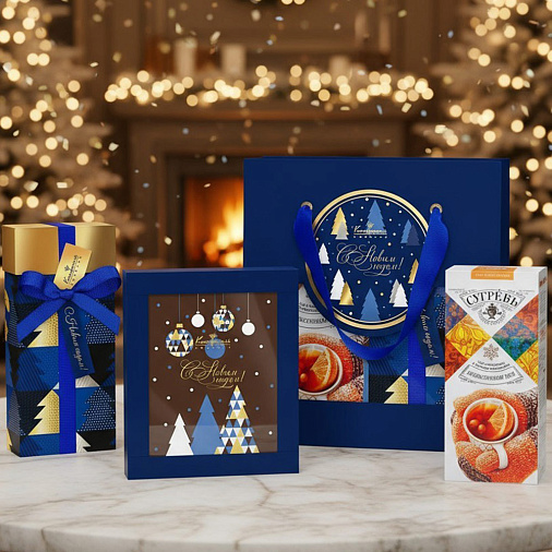 "Сумочка" новогодний набор: шоколад молочный, мармелад, чай 350г