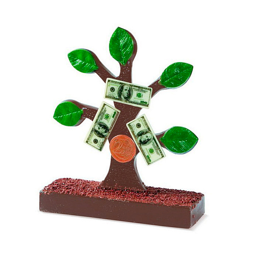"Денежное дерево" скульптура молочный и белый шоколад 