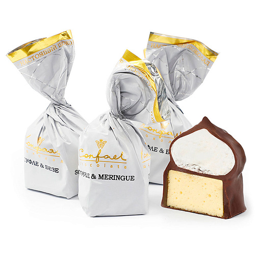 Набор двуслойных конфет: суфле со вкусом манго + ванильное безе в горьком шоколаде 