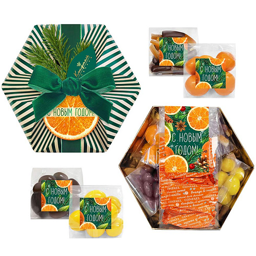 Новогодний набор конфет: мармелад-суфле, драже, цукаты 455г