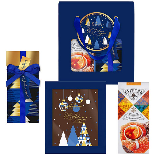 "Сумочка" новогодний набор: шоколад молочный, мармелад, чай 350г