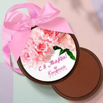 «С 8 марта» медаль молочный шоколад (цветы)