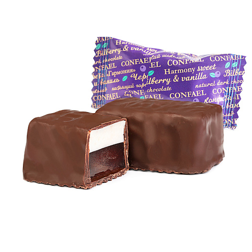 Черничный мармелад и суфле в горьком шоколаде двуслойные конфеты