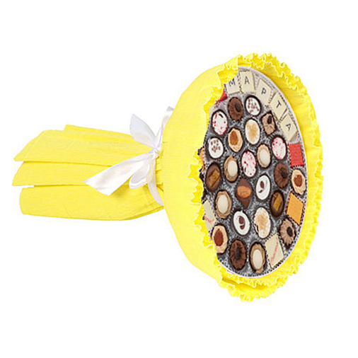 "8 марта" букет из конфет ручной работы (желтый)