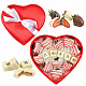 Сердце с конфетами ассорти и свежей клубникой в шоколаде красное 
