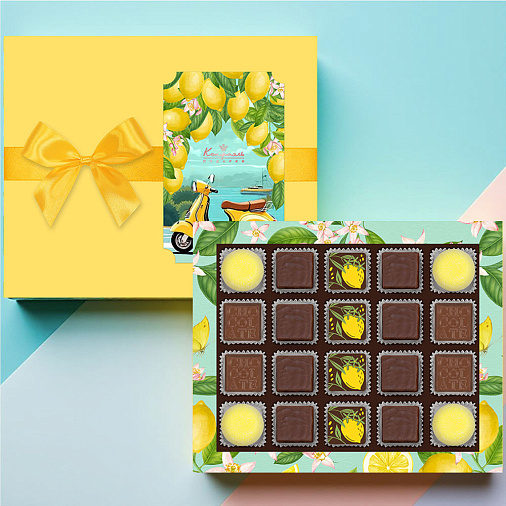 Набор шоколадных конфет, суфле лимонного в горьком шоколаде 175г
