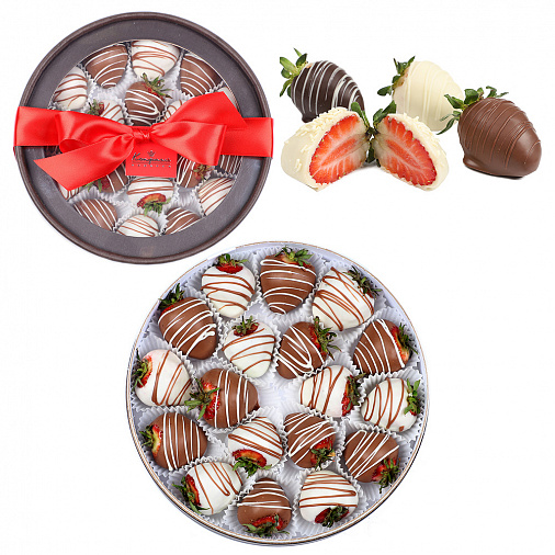 Набор из свежей клубники в шоколаде с декором (18 ягод)