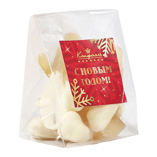 «Любимый вкус» цукаты лимонные корочки в белом шоколаде 50г (красное новогоднее оформление)