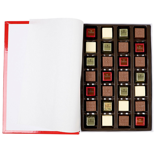 «С Днём Рождения» книга с конфетами ассорти (красная)