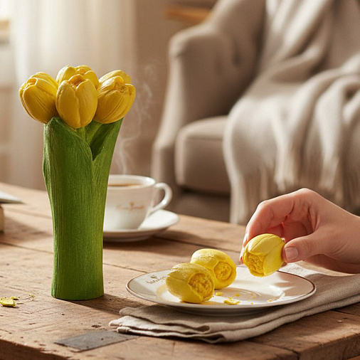 "Тюльпаны" скульптура белый шоколад 