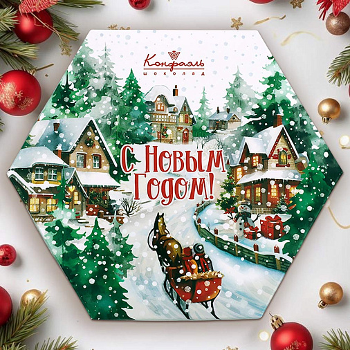 Новогодний набор суфле в шоколаде (ванильное, шоколадное, кофейное) 105г (пейзаж)