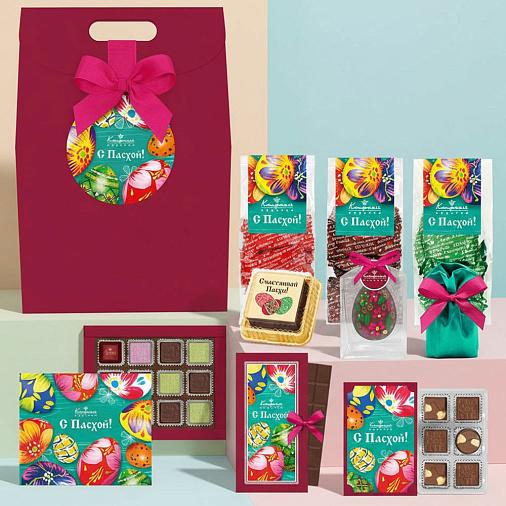 Пасхальная сумочка большая: шоколада, драже, конфеты глазированные