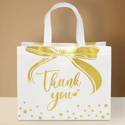 Подарочный пакет Thank you 32*14*25,5 см ,белый