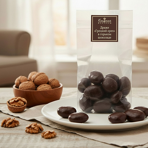«Любимый вкус» драже грецкий орех в горьком шоколаде