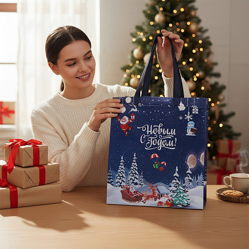 Сумка-шоппер "С Новым годом" 30х35х13см
