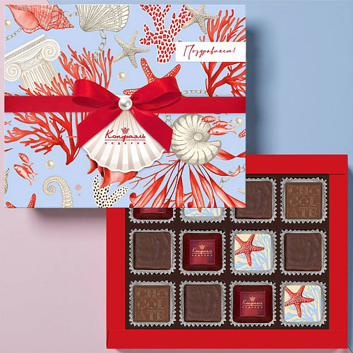 Набор конфет: суфле со вкусом "манго", шоколадные конфеты типа "Ассорти" 95г