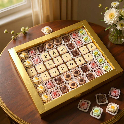 "Ваш текст из конфет" индивидуальный набор 48 конфет