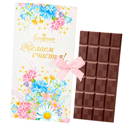 Открытка Желаем счастья! (белая) шоколад молочный 60г 