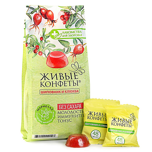 "Без сахара" мармелад желейный шиповник и клюква 170г