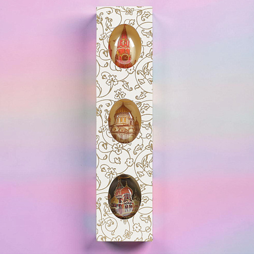 "Храм, Кремль, Собор" набор 3 яйца белый и молочный шоколад