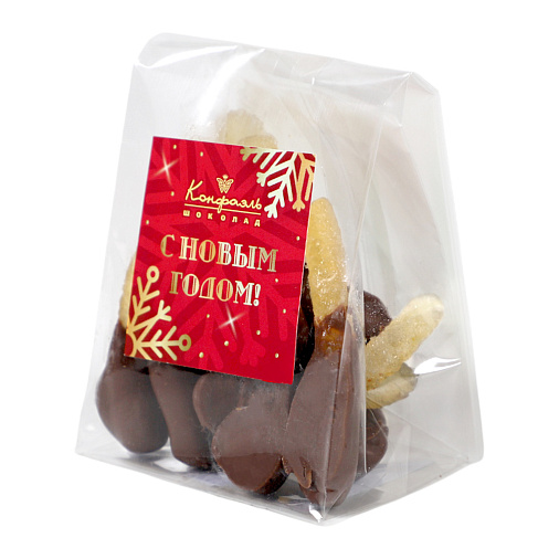 «Любимый вкус» цукаты лимонные корочки в молочном шоколаде 50г (красное новогоднее оформление)