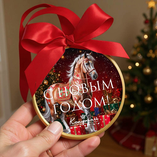 «Новогодняя лошадь» медаль молочный шоколад 70г