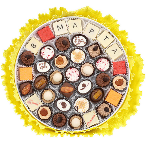 "8 марта" букет из конфет ручной работы (желтый)
