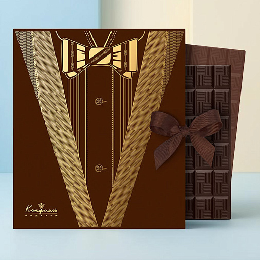 "Поздравляем" открытка горький и молочный шоколад 