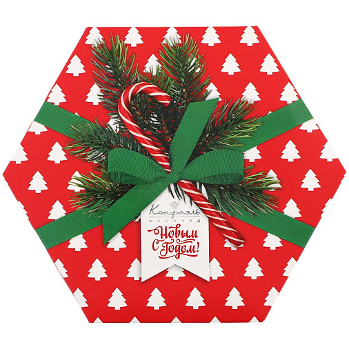 Новогодний набор конфет "Суфле" (ванильное, шоколадное, кофейное) в шоколаде 105г (красный)