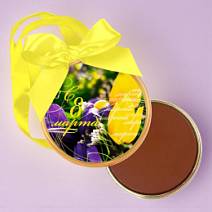 «С 8 марта» медаль молочный шоколад 70г (тюльпаны)