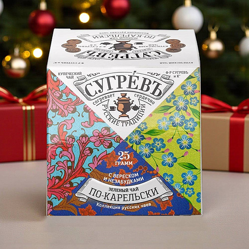 Новогодний домик с конфетами: ассорти, мармелад, драже, мед, чай 565г