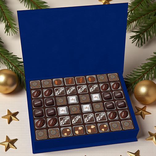 Новогоднее роскошное собрание конфет ручной работы 940г (синее)