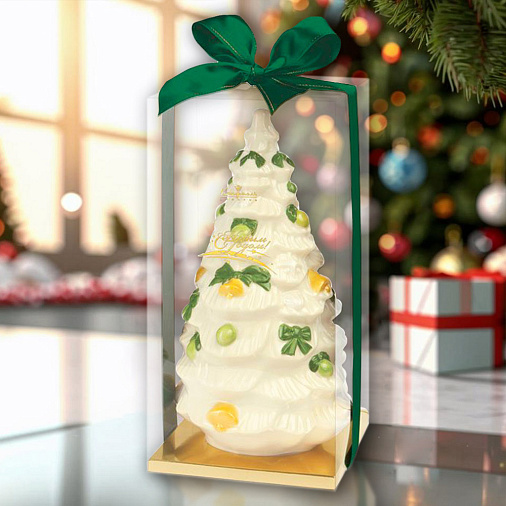 Ёлка с зелеными бантиками шоколад белый 900г