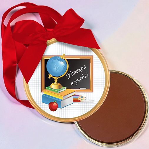 "Успехов в учебе" медаль молочный шоколад  (глобус) 