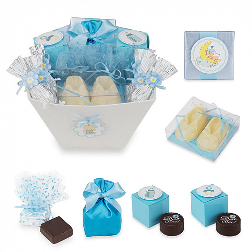 Голубой набор с конфетами ручной работы, суфле, фигурным шоколадом 590г 