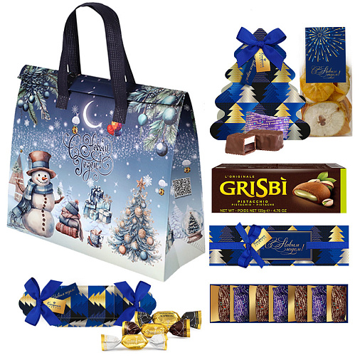 Новогодний набор: конфеты глазированные, сухофрукты, печенье 555г в термопакете